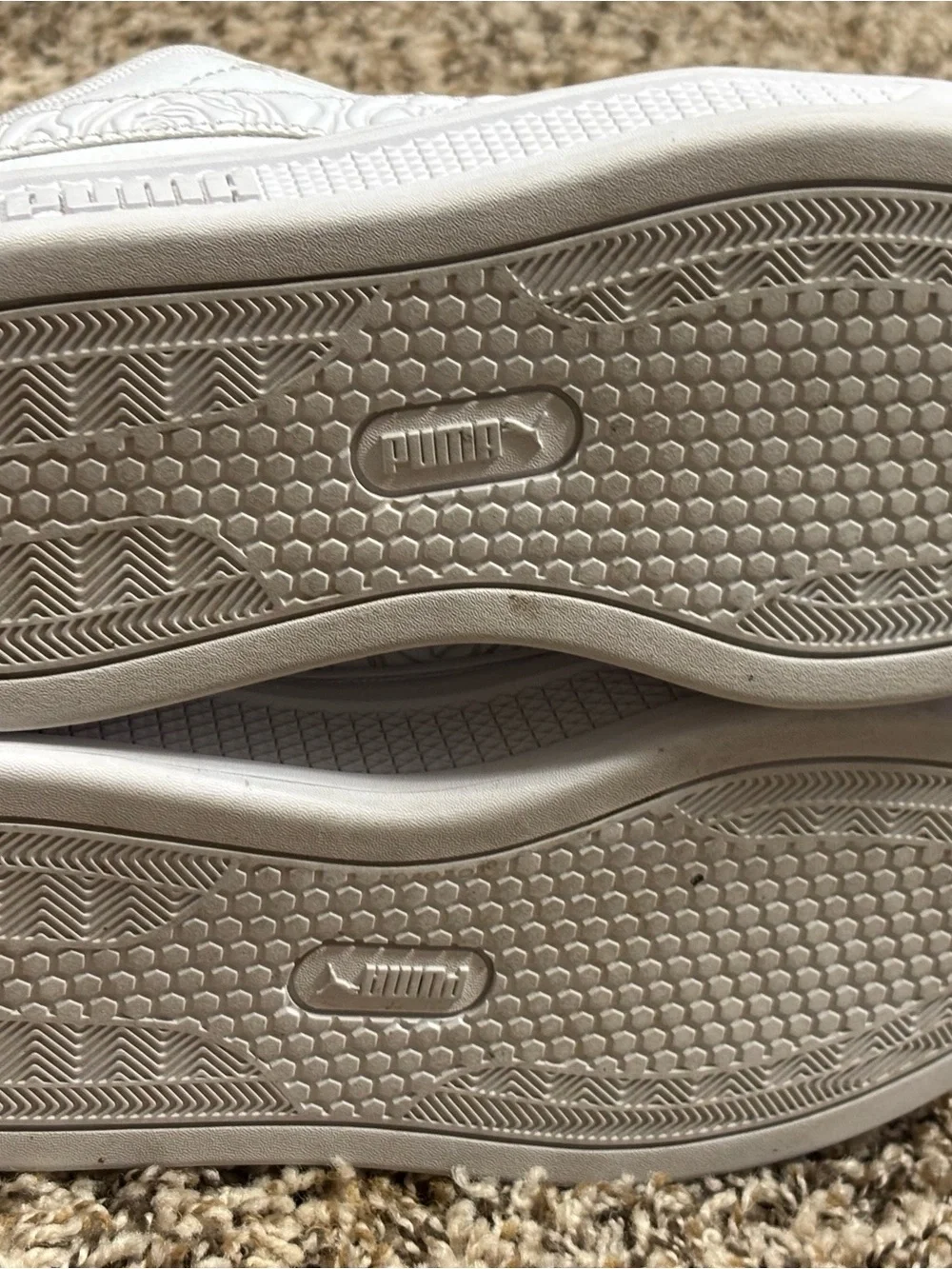 PUMA Smash Platform v3 White Silver Rose Leather Low Top Lace-Up Size 7